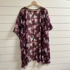 AEO Purple Floral Kimono - Size M